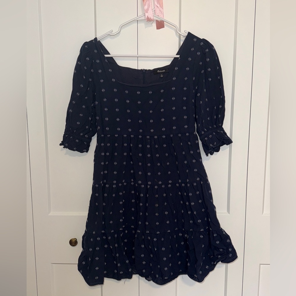 Madewell Dark Blue Dress with White Accents